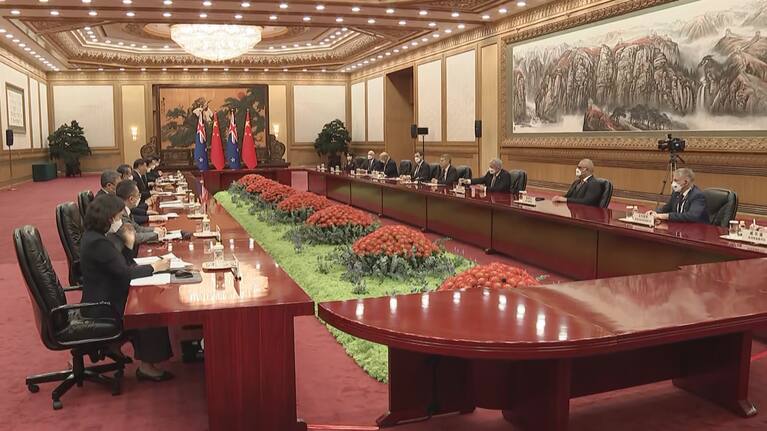 The New Zealand diplomatic delegation meets with China's president Xi Jinping.