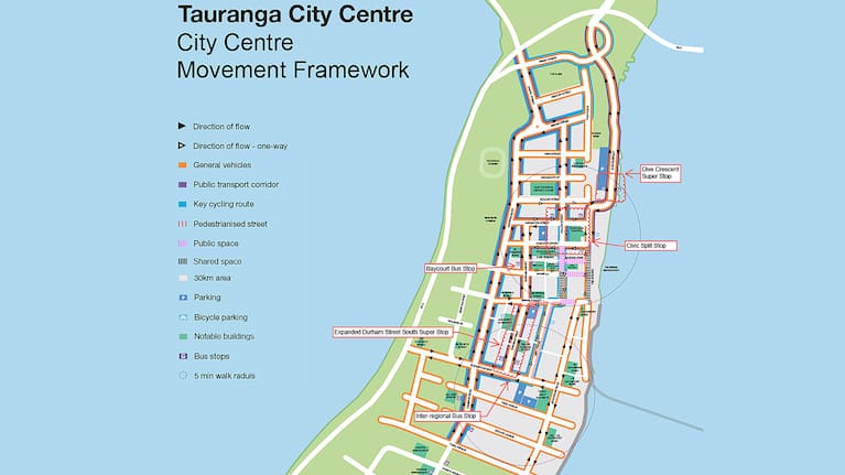The Tauranga City Council city centre movement framework.
