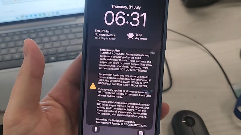 The threat for New Zealand's coast is likely to remain in place until midday.