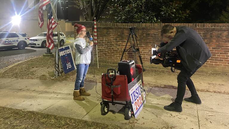 The women at Freedom Corner believe the last election was stolen.
