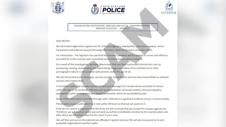 Those who receive this scam email are being urged to contact police.