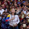 Venezuelan opposition leader Maria Corina Machado addresses supporters at a protest against President Nicolas Maduro in Caracas, Venezuela, Jan. 9, 2025, the day before his inauguration for a third term.