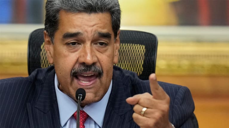 Venezuelan President Nicolas Maduro holds a news conference at the Miraflores presidential palace in Caracas, Venezuela.
