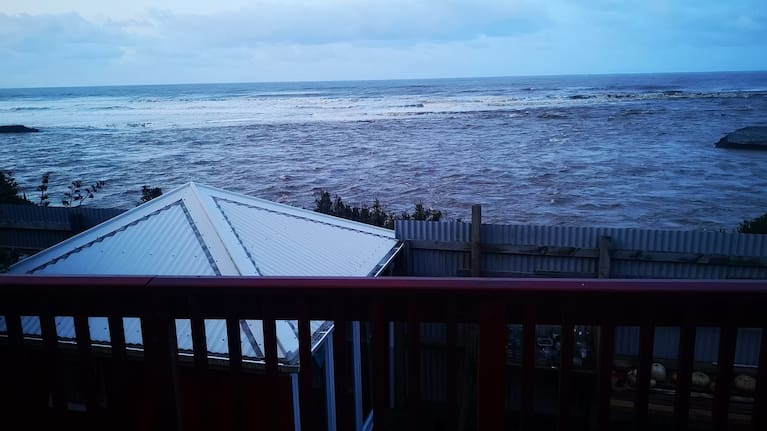 Waiau river mouth reaching a Tuatapere resident's house.