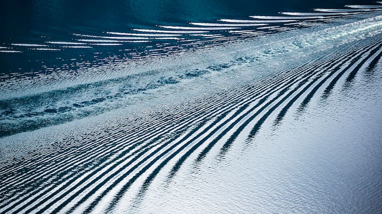 Wake from a boat.