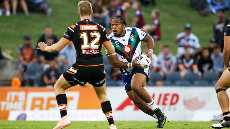 Agnatius Paasi in possession. Wests Tigers v Vodafone Warriors, NRL Rugby League. Campbelltown Stadium, Sydney, Australia. Sunday 24th March 2019. Copyright Photo: David Neilson / www.photosport.nz