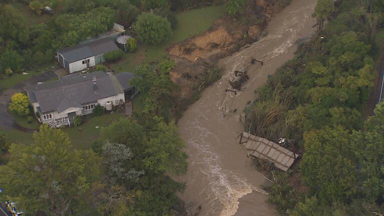 Washed out bridge north of Auckland.