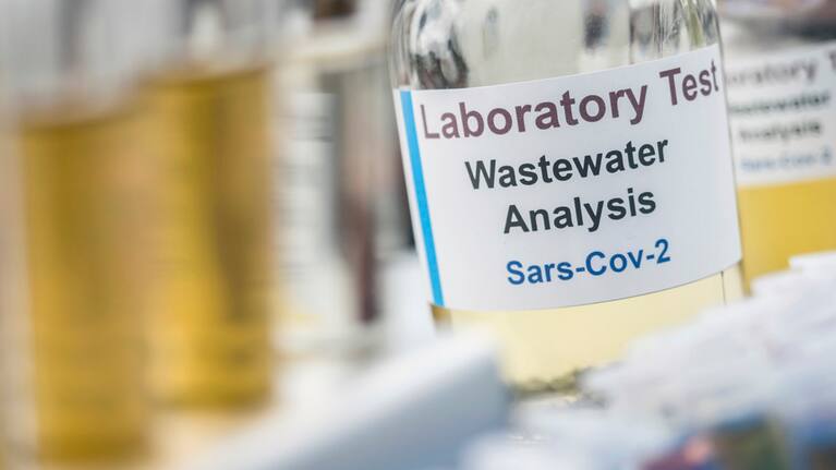 Wastewater samples being tested for Covid-19.