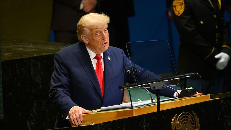 US President Donald Trump speaks to the 80th session of the UN's General Assembly (UNGA).