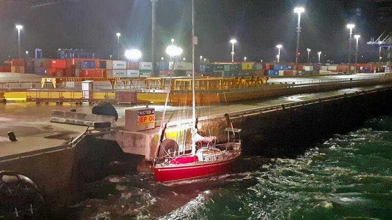 A yacht came loose from its mooring near the Ports of Auckland in the early hours of Tuesday morning. 